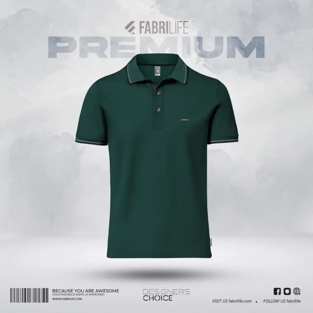 Premium Double PK Cotton Polo - Green